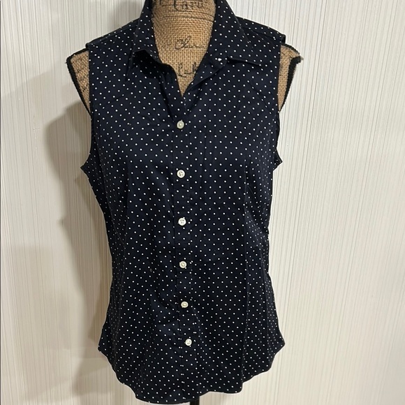 Banana Republic Tops - NWOT Banana Republic Navy and White Polka Dot Sleeveless Shirt